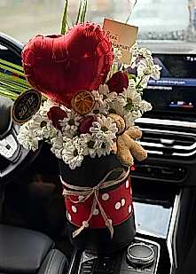 Mickey Kutuda 3 G�l Papatya Ay�c�k Kalp Balon Hediye