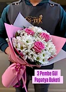 3 Pembe G�l Papatya