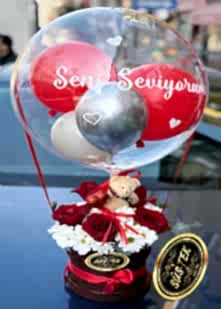 5 G�l Papatya Ay�c�k Hediyeli Balon Kutusu 