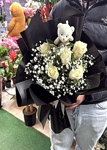 5 Beyaz G�l Ay�c�k Hediye