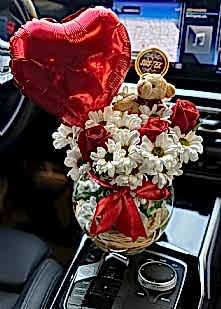 Fanusta 3 G�l Papatya Ay�c�k ve Kalp Balon Hediye